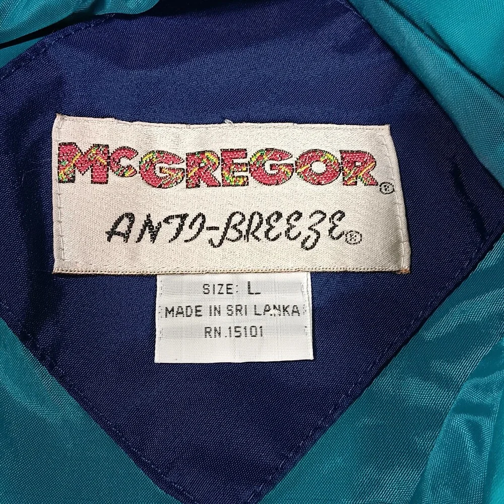 McGregor Jacket Mens Large Blue Anti Breeze Windbreaker Vintage 90s Hooded
